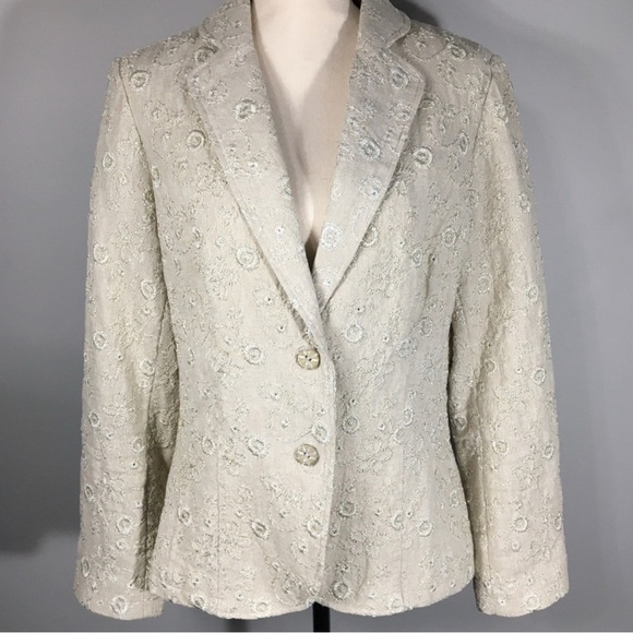 2/$35 Coldwater Creek Beautiful Embroidered linen Blazer Women’s PL Elegant - Picture 1 of 12